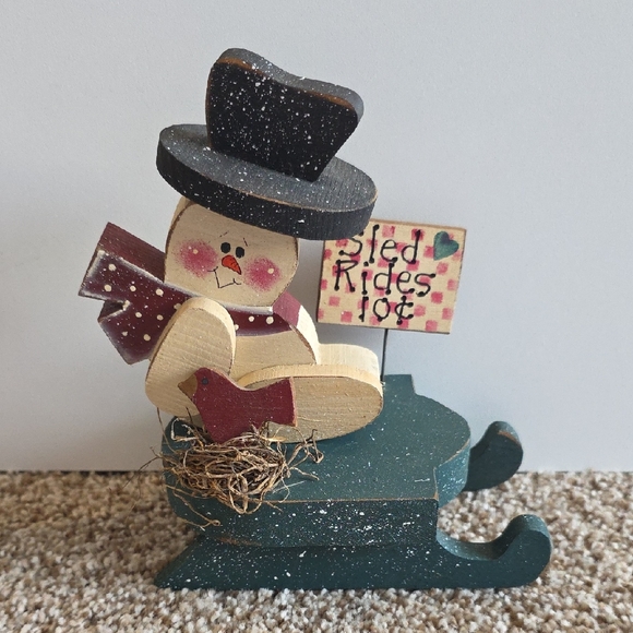 Other - Winter - Snowman Sled Decor - Wood